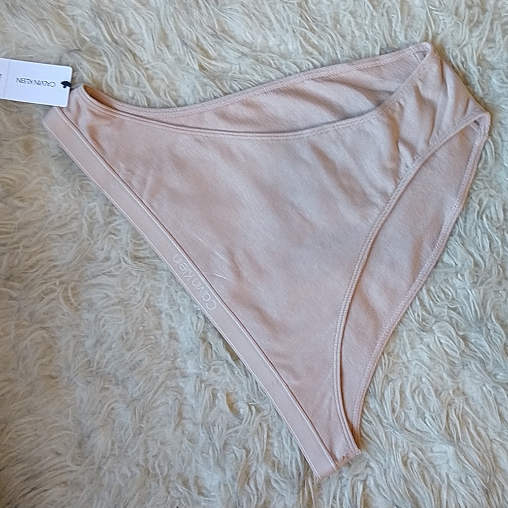 Calvin Klein High Cut Modal Ribbed Bikini Underwear Nude Soft Comfortable XL